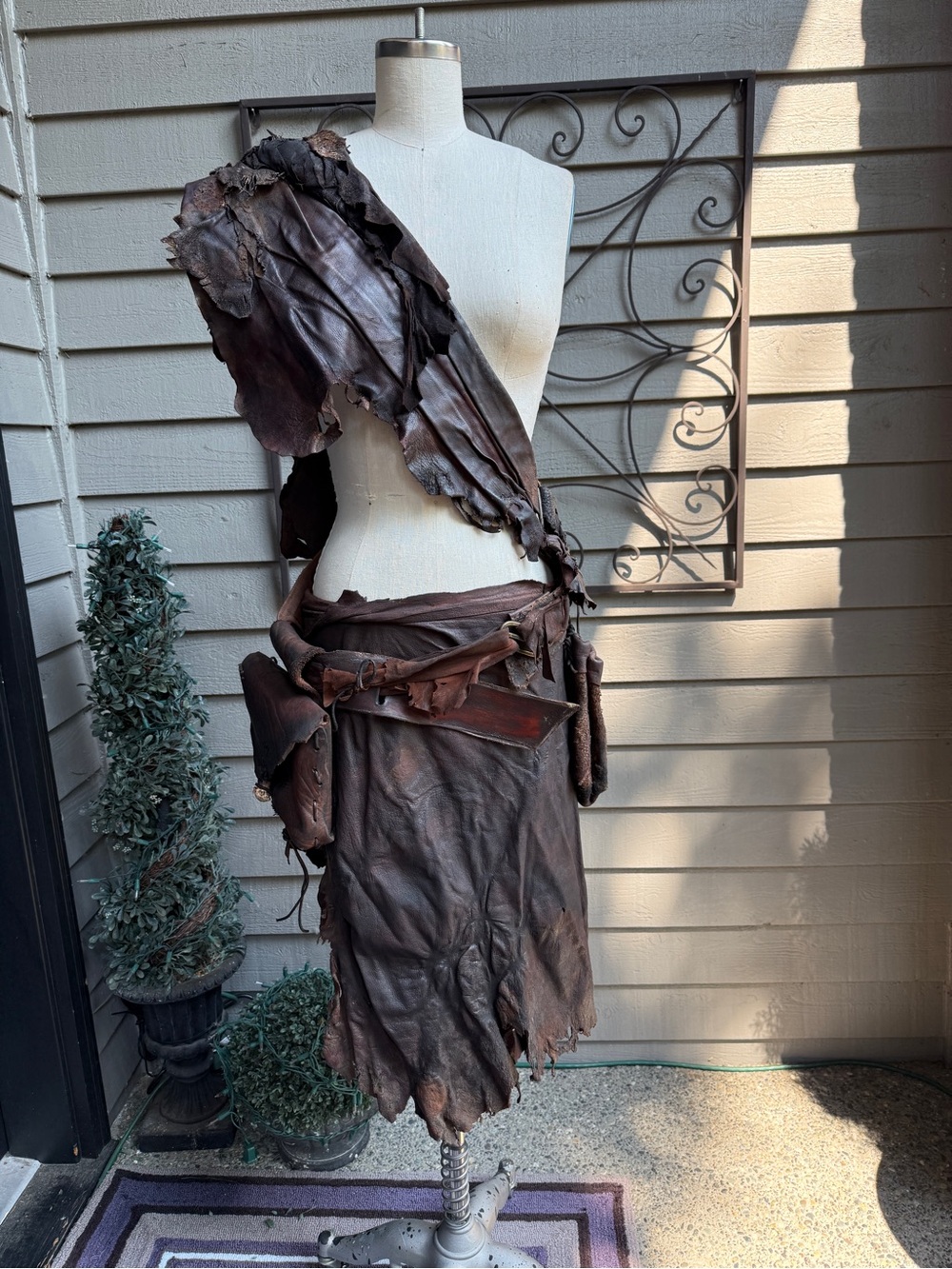 Germanic Folktale Costume using Distressed Leather & Mongolian Fur Cape
